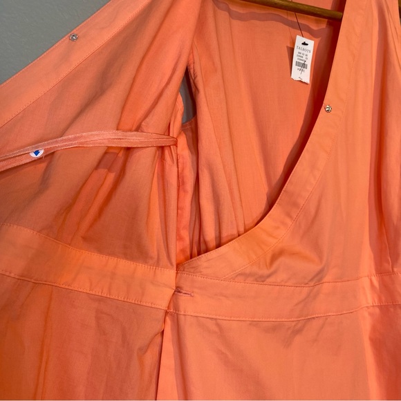NWT Talbots Petite Coral V-Neck Poplin Functional Wrap Midi Dress Size 2P Preppy - Picture 11 of 16